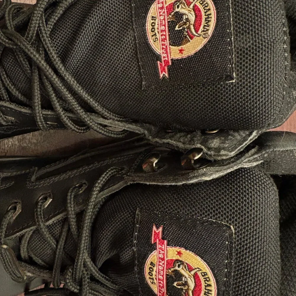 Men's Brahma Black Leather Gus Steel Toe Work Boots Lace Up Size 13 W WIDE - Picture 5 of 10